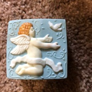 Beautiful angel glass trinket box